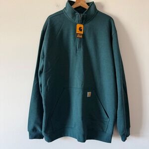 Carhartt Mens XL Tall Loose Fit Midweight Quarter-Zip Sweatshirt Green Gorpcore